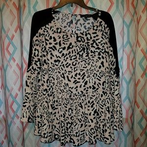 Blush leopard print peplum top